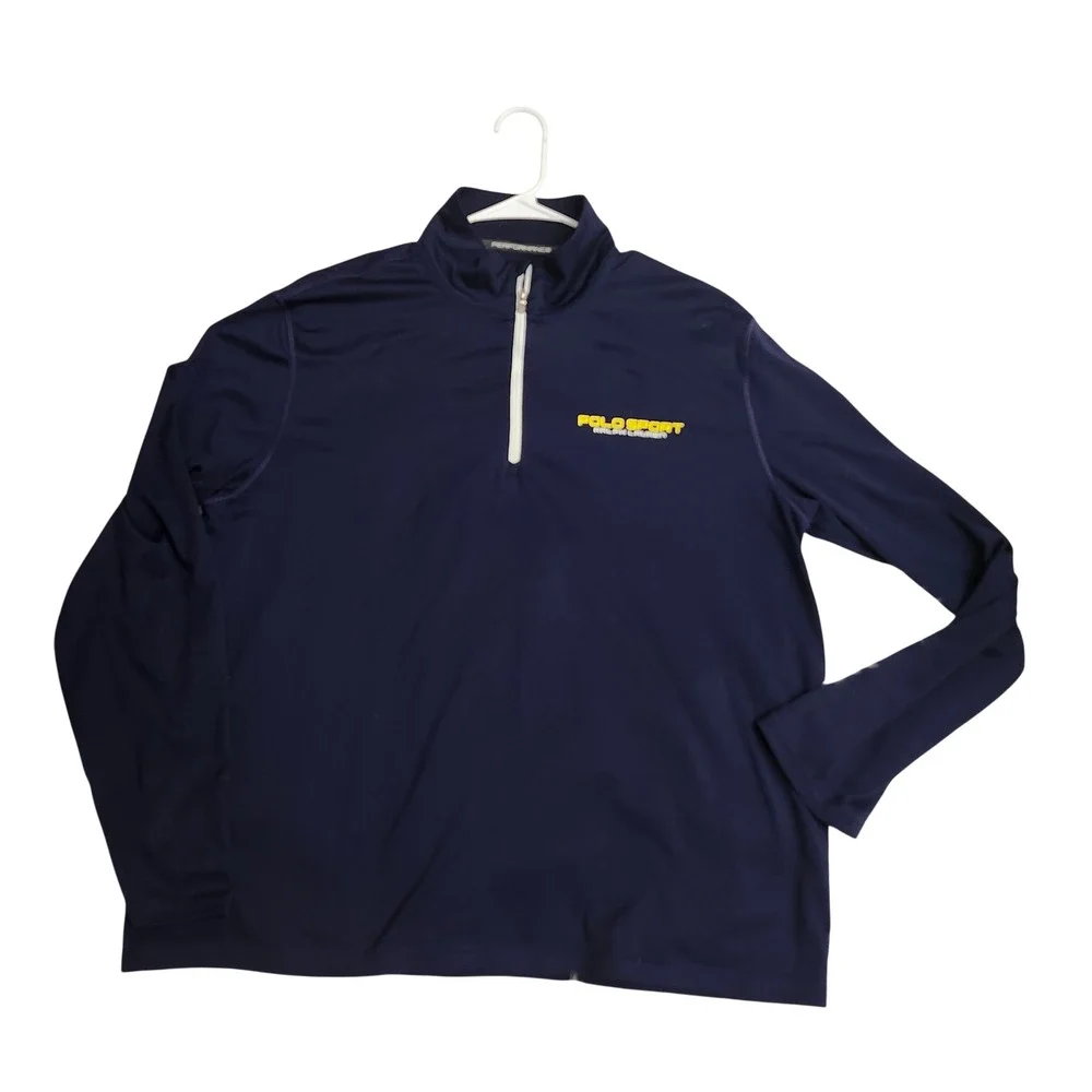 Polo Sport Ralph Lauren Mens XL Navy‎ Blue Performance Quarter Zip Pullover Golf